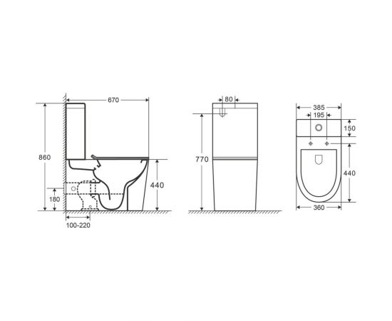 Унитаз-компакт Point виктория безободковый, сиденье микролифт PN42061 – изображение 9