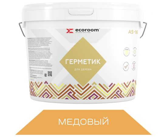 Герметик акриловый ECOROOM AS-16 для дерева, медовый, 3 кг 225-1-3/мед 