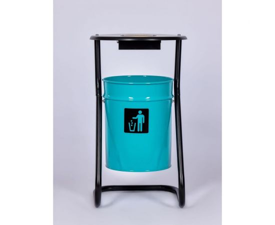 Металлическая уличная урна ПРОФМЕТСТИЛЬ бирюзовая, с пепельницей 604 