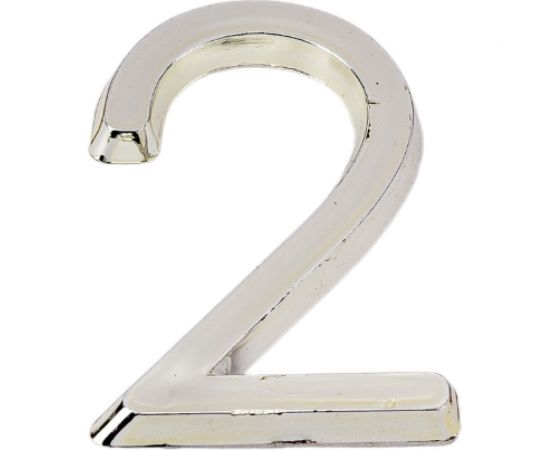 Самоклеящаяся цифра FUARO "2" ABS (50x37) CP хром 46901 
