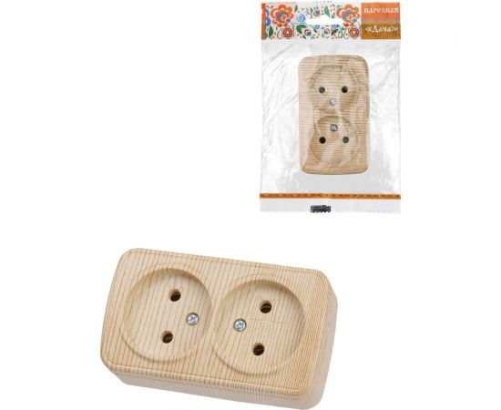 Розетка TDM двойная 2П открытой установки IP20 10А, сосна ""Дача"" Народная SQ1824-0039 