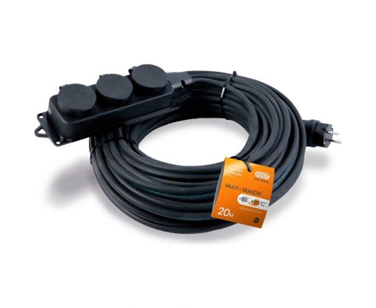 Удлинитель с колодкой Партнер-электро MultiSeason 3 гнезда, с заземлением, КГт 3x1,5, 16А, 20м, IP44 ZS118C-320BL 