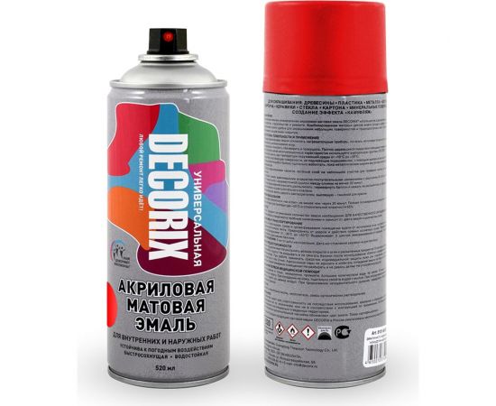 Аэрозольная акриловая эмаль Decorix (универсальная; красный; матовый; 520 мл) 0101-19 DX 