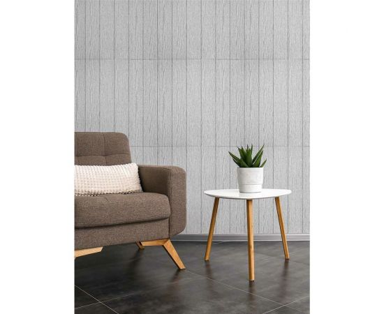 Самоклеящиеся 3D панели Центурион 700x700x4.5 мм, Вагонка ясень серый wood black-white 80419 – изображение 2