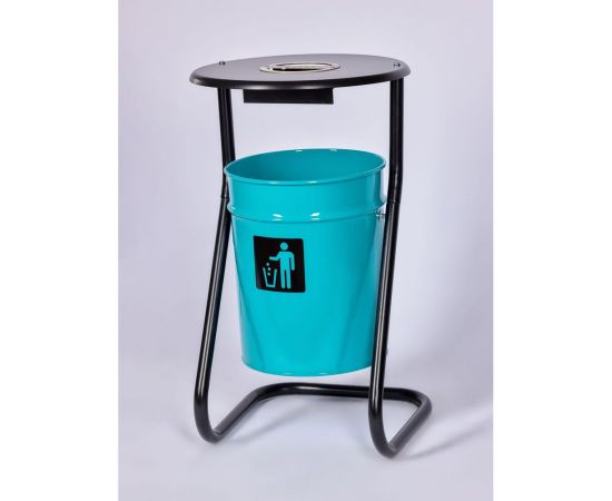 Металлическая уличная урна ПРОФМЕТСТИЛЬ бирюзовая, с пепельницей 604 – изображение 2