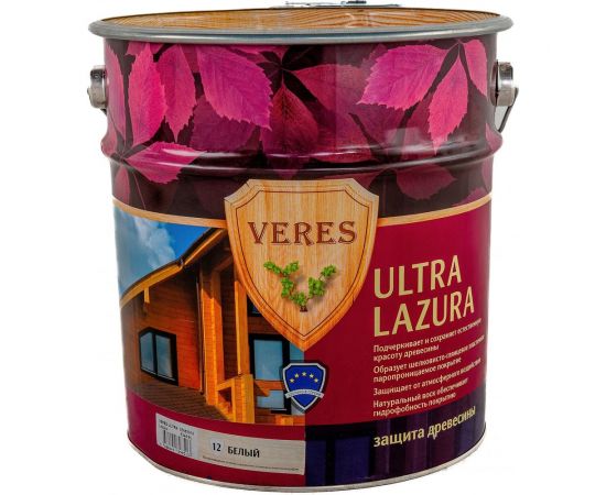Пропитка Veres Ultra Lazura №12 белый 9 л 1 205696 – изображение 4