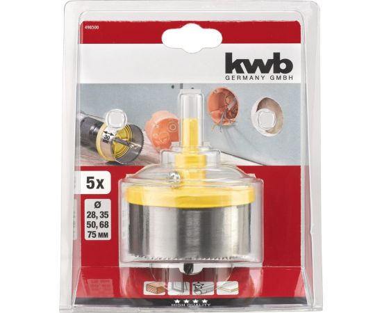 Коронка пильная наборная 28-75x30 мм, 5шт KWB 498500 – изображение 3