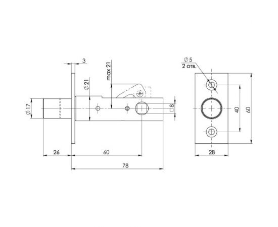 Врезная задвижка FUARO DB-PRO.860 (DB 860) CP (хром) 60 мм 20193 – изображение 2