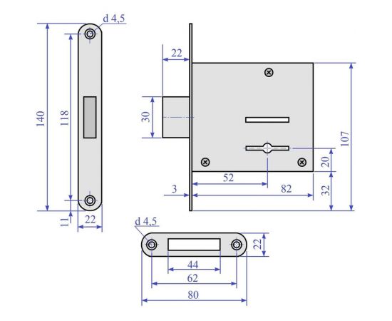 Врезной сувальдный замок с плоским засовом Левша ЗВ8-6 У4-4100 – изображение 2