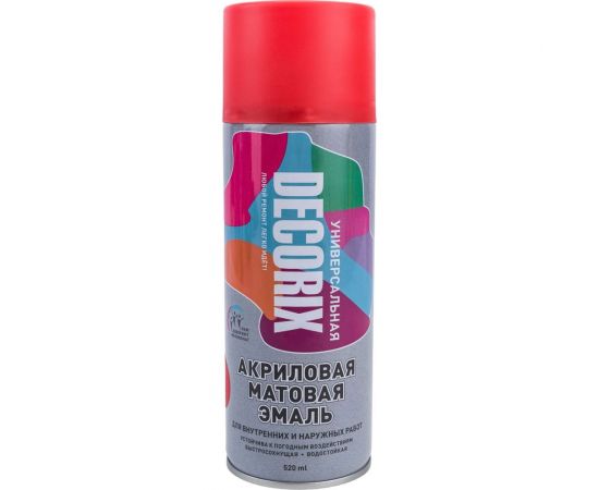Аэрозольная акриловая эмаль Decorix (универсальная; красный; матовый; 520 мл) 0101-19 DX – изображение 4