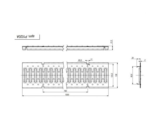 Стальная штампованная решетка Стилот SteeStart DN100 A15 под крепеж P1020А – изображение 2