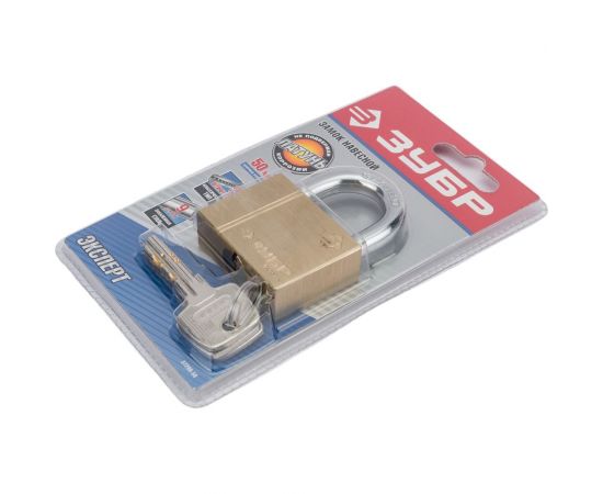 Навесной замок Зубр ЭКСПЕРТ латунный корпус, классическая форма, закаленная дужка, 50 мм 37299-50 – изображение 5