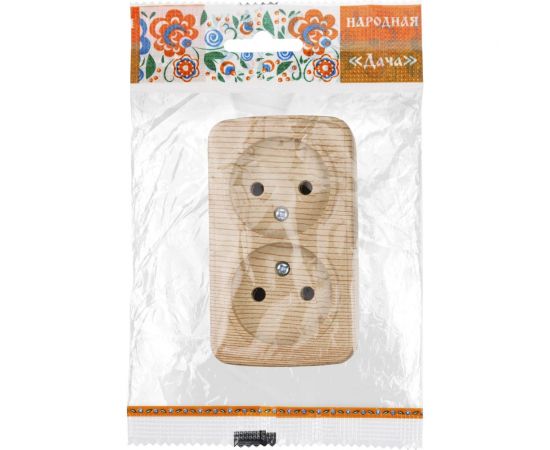 Розетка TDM двойная 2П открытой установки IP20 10А, сосна ""Дача"" Народная SQ1824-0039 – изображение 3