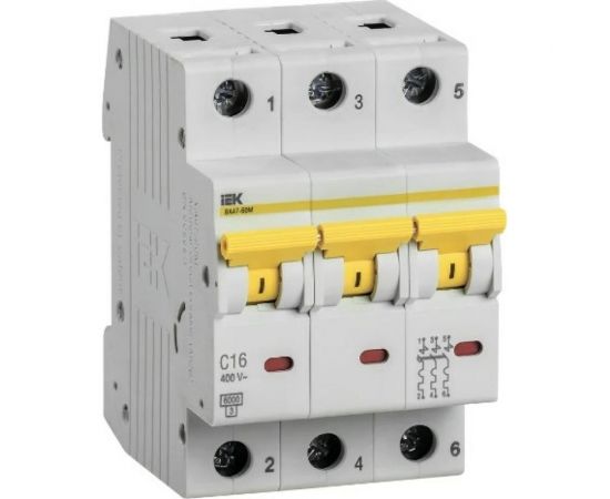 Автоматический выключатель IEK ВА47-60M 3Р 16А 6кА С MVA31-3-016-C 