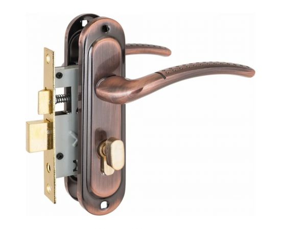 Врезной замок с ручкой Стандарт 132/50B AC (вертушка; старая медь) 4856 