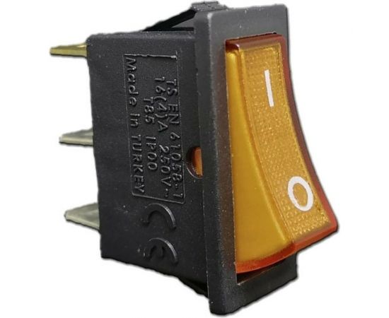 Клавишный выключатель Emas с подсветкой, жёлтая клавиша, 1НО, 250В AC, 16А A21B1S11 