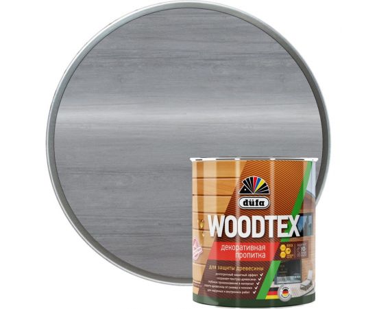 Декоративная пропитка для защиты древесины Dufa WOOD TEX серая, 0.9 л МП00-011149 
