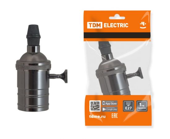 Подвесной патрон TDM Е27 с выключателем, металлический ""Лофт"", черный SQ0335-0067 