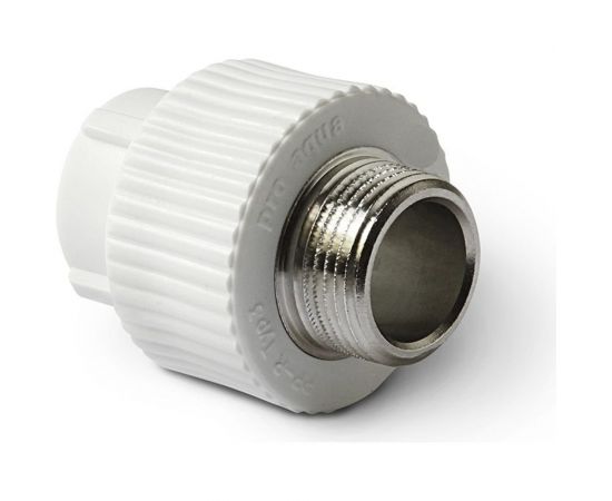 Комбинированная муфта PRO AQUA PP-R НР белая d-25 мм 3/4" PA23014Pb 