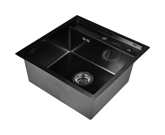 Комплект кухонная мойка WISENT из нержавеющей стали, с pvd покрытием, 50x50 см, с раздвижным коландером и дозатором WS35050B/W302644B/W405B/WGER010 