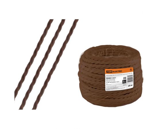 Ретро провод TDM ""Эко"" 2x1,5 витой ГОСТ коричневый 20м SQ2801-0221 