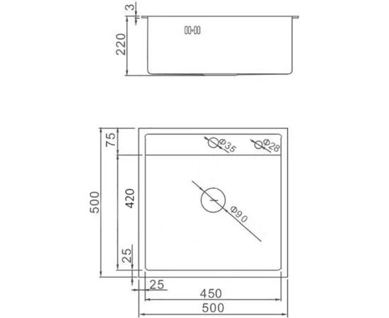 Комплект кухонная мойка WISENT из нержавеющей стали, с pvd покрытием, 50x50 см, с раздвижным коландером и дозатором WS35050B/W302644B/W405B/WGER010 – изображение 11