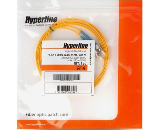 Патч-корд Hyperline FC-D2-9-ST/UR-ST/UR-H-2M-LSZH-YL волоконно-оптический (шнур) SM 9/125 238486 – изображение 2