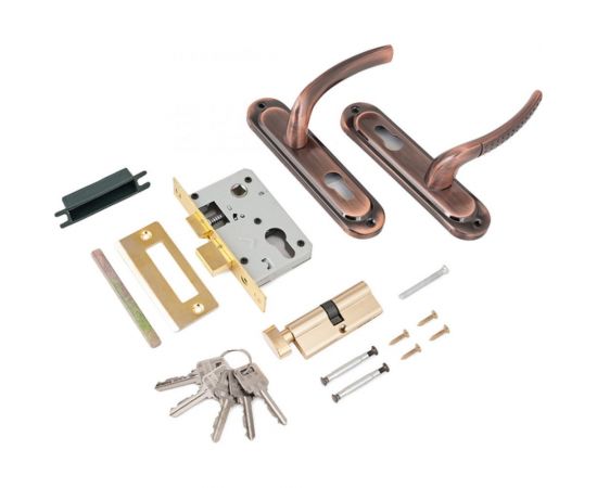 Врезной замок с ручкой Стандарт 132/50B AC (вертушка; старая медь) 4856 – изображение 2