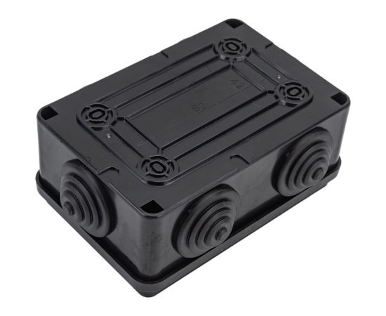 Распределительная коробка Экопласт JBS120 о/п 120x80x50, 6 выходов, IP55 цвет черный 44008BL-1 – изображение 3