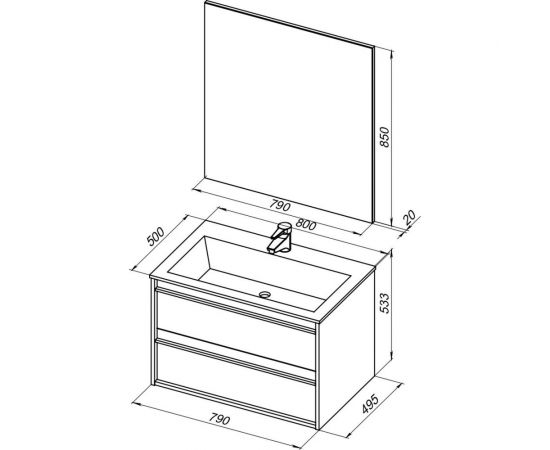 Раковина-столешница Aquanet Электра 80 00270158 – изображение 2