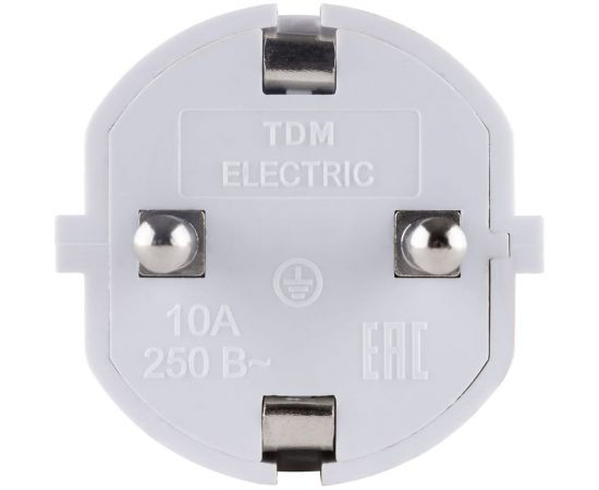 Прямая вилка TDM с заземлением, белая, c перфорацией, 10А, 250В SQ1806-0197 – изображение 5