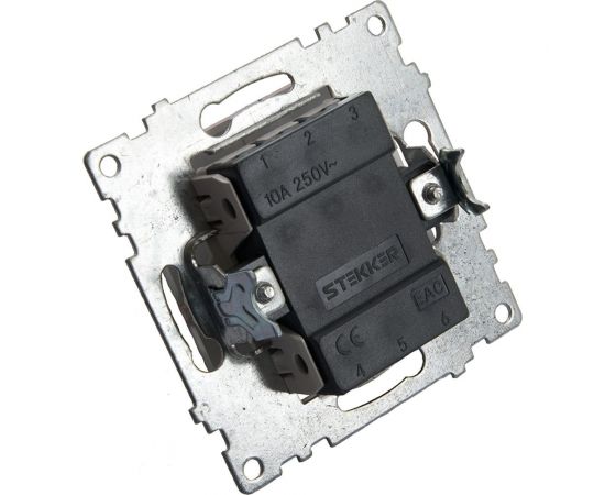 1-клавишный переключатель STEKKER (механизм), GLS10-7105-03, 250V, 10А, серия Катрин, серебро 39576 – изображение 4