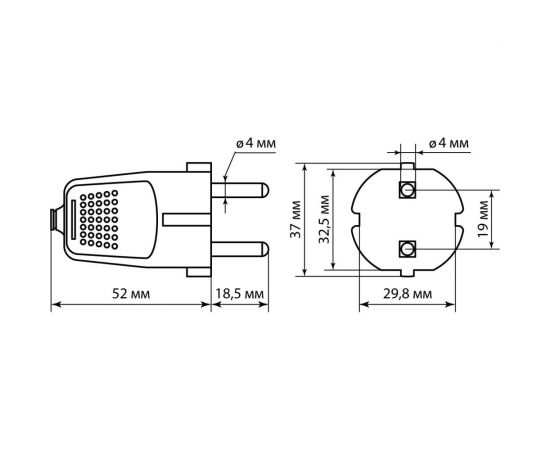 Прямая вилка TDM с заземлением, белая, c перфорацией, 10А, 250В SQ1806-0197 – изображение 3