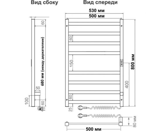 Полотенцесушитель INDIGO Oktava Slim 3 electro 80/50 таймер, скрытый монтаж, универсальное подключение R/L LСLOKS3E80-50WMRt – изображение 3