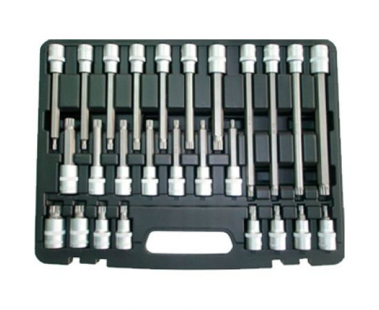 Набор головок со вставками SPLINE M5-M16, L55-200 мм, 26 предметов AV Steel AV-921066 