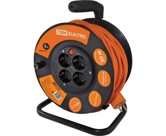 Силовой удлинитель TDM УКз16-004 4 места/30м, ПВС 3х1,5 SQ1301-0534 