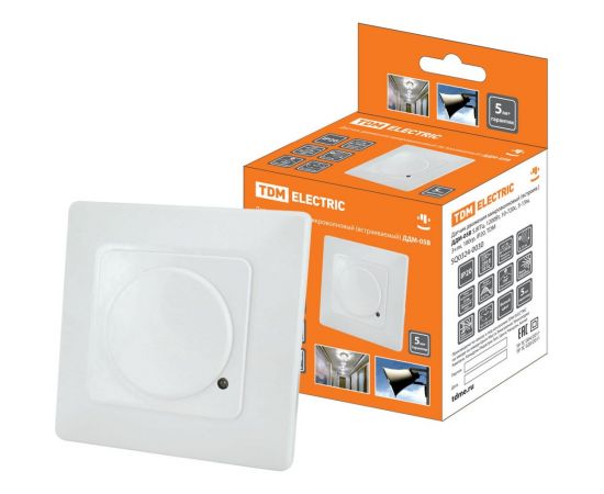 Датчик движения TDM ДДМ-05В 5,8ГГц, 1200Вт, 10-720с, 5-15м, 3+лк, 180 градусов, IP20 SQ0324-0030 