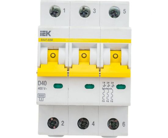 Автоматический выключатель IEK ВА47-60M 3Р 40А 6кА D MVA31-3-040-D 