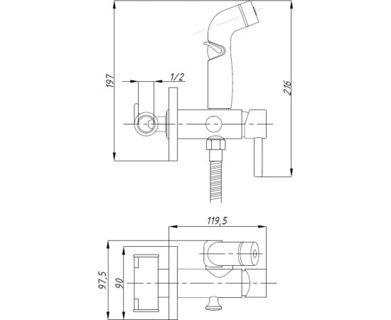 Встраиваемый смеситель с гигиеническим душем ПРОФСАН ПСМ тип ГОСТ См-БдОРЗШл PSM-ST-0710 – изображение 2