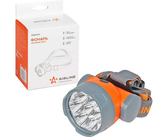 Налобный фонарь AIRLINE на батарейках LEDx7 большой AEBK003 – изображение 4