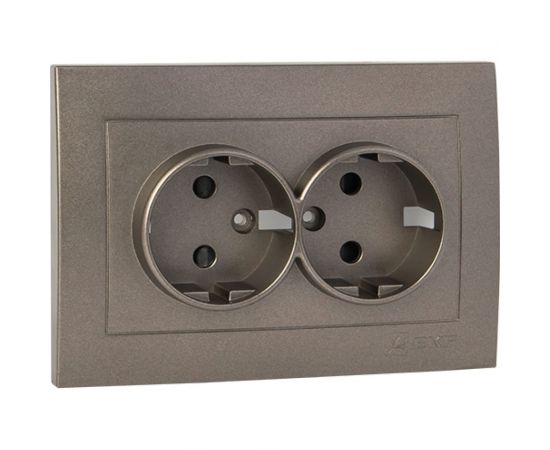 Лицевая панель 2-местной розетки EKF PROxima Валенсия, с заземлением, 16А, графит, с защитными шторками ESR16-L-128-60 – изображение 3