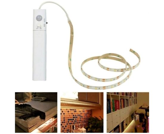 Подсветка для шкафов ГЕЛЕОС H1 на батарейки 4xAAA, теплый свет, лента 1м, LED-H1 – изображение 3