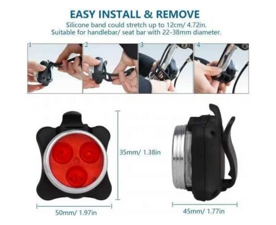 Велосипедный подзаряжаемый фонарик ZDK по USB YJ008-10 – изображение 4