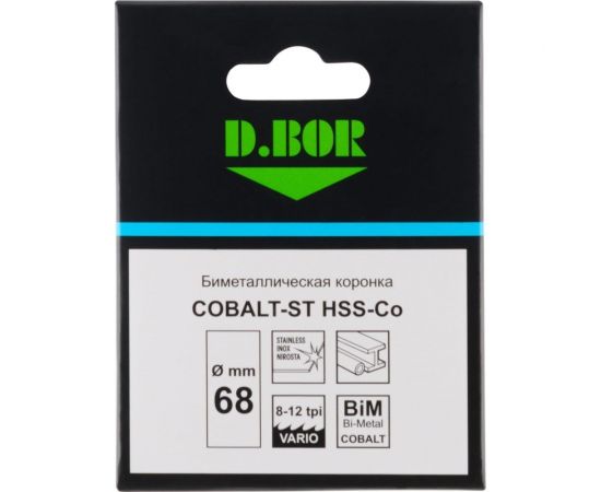 Биметаллическая коронка COBALT-ST M42 мелкий зуб, 68 мм D.BOR D-HS-BIM-ST-38-068 – изображение 2