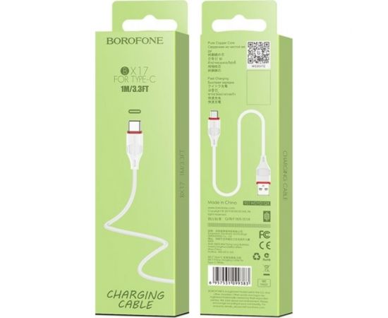 USB-кабель Borofone BX51 AM-Type-C 1 метр, 3А пластик, белый 23752-BX51tW – изображение 2