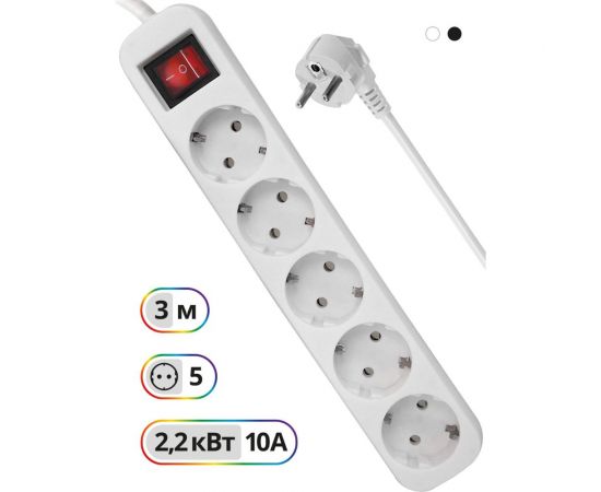 Удлинитель с заземлением Defender S530 Выключатель, 3.0 м, 5 розеток 99242 – изображение 7