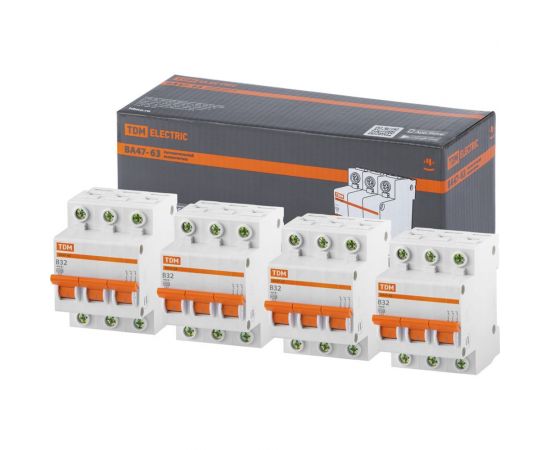 Автоматический выключатель TDM ВА47-63 3Р 32А 4,5кА х-ка B SQ0218-0058 – изображение 3