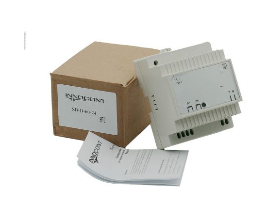 Блок питания INNOCONT -10 +50С, IP20, вход: 220VAC, 0.8А, выход: 60W, 24VDC, 2.5A, типы защиты: КЗ, перегрузка, перенапряжение SB-D-60-24 – изображение 2