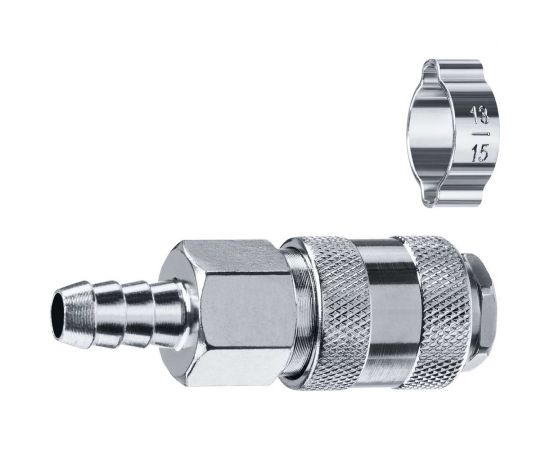 Переходник ЗУБР Профессионал штуцер ""елочка"" 10 мм - рапид муфта, с хомутом 64917-10 