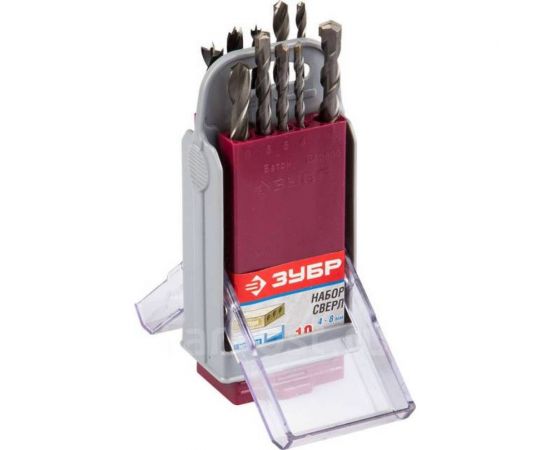 Набор сверл комбинированный (10 шт.) в супер боксе Зубр 4-29704-H10-SB 